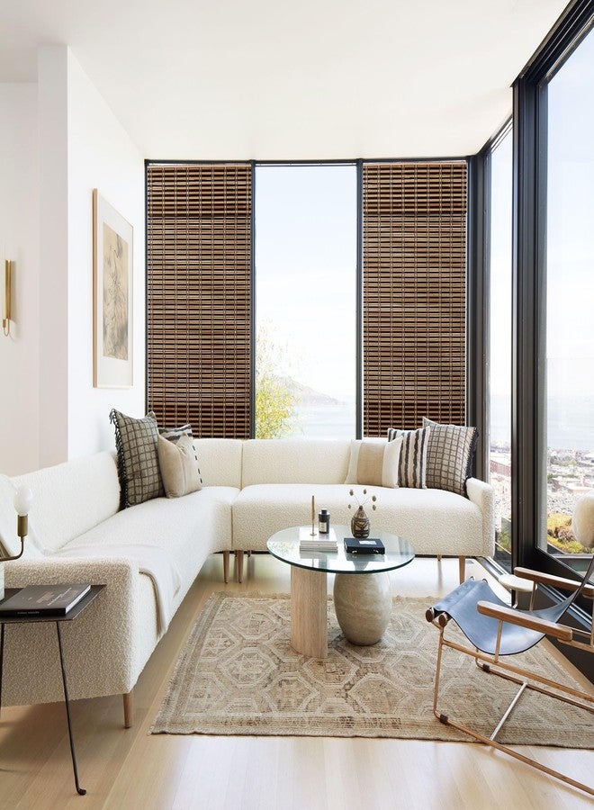 TJ Global Cordless Bamboo Window Blind Sun Shade, Light Filtering Roman Shades - Dark Brown (W24 X L64) - Image 2
